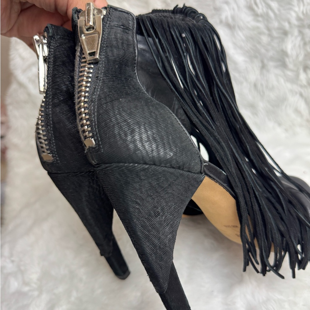 Alexander Wang Black Suede Fringe D'Orsay Heel - Picture 10 of 12